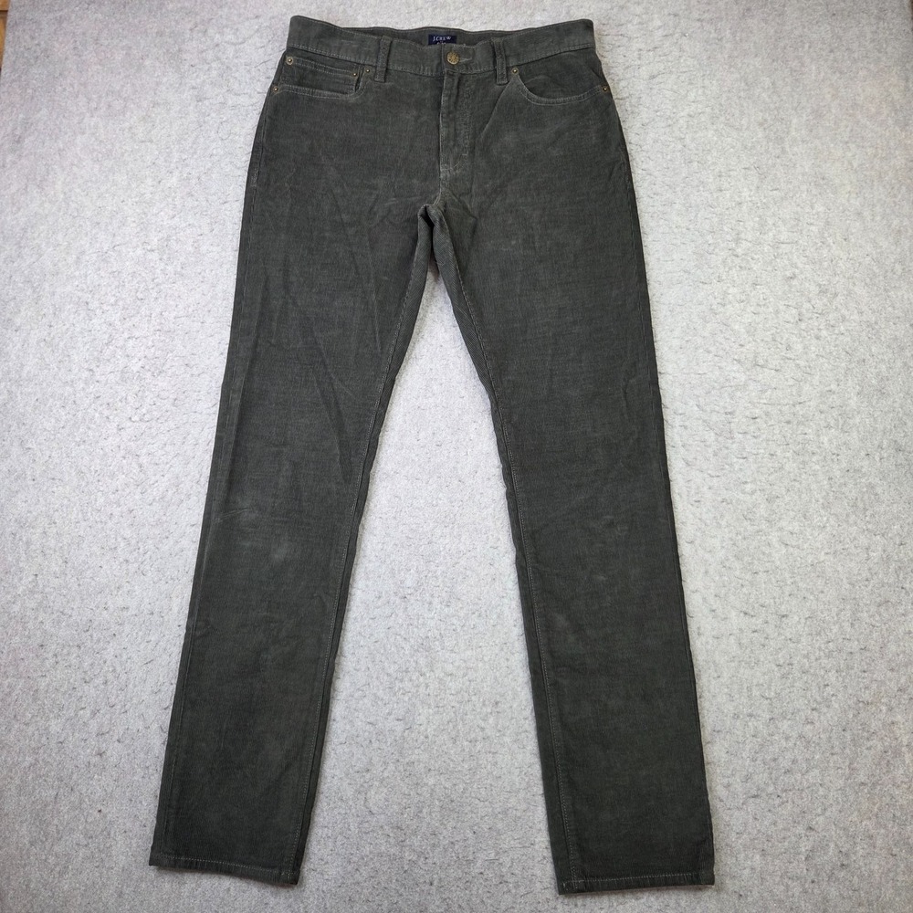 J.Crew Corduroy Pants Mens 30x32 Olive Green Flex Slim Fit J7334 Preppy
